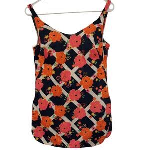 Jantzen Swimming Suit Size 16 Vintage Womans 1 Piece Pink Orange Flowers Retro
